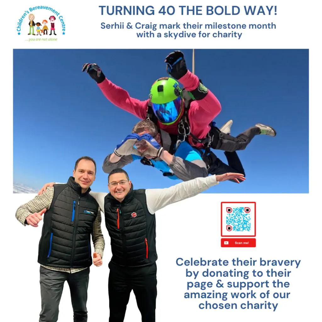 Two Colleagues Take a 40th Birthday Leap for Local Charity
