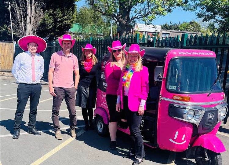 Pink tuk tuk and Rosie May Foundation team during Rosie May Day charity event