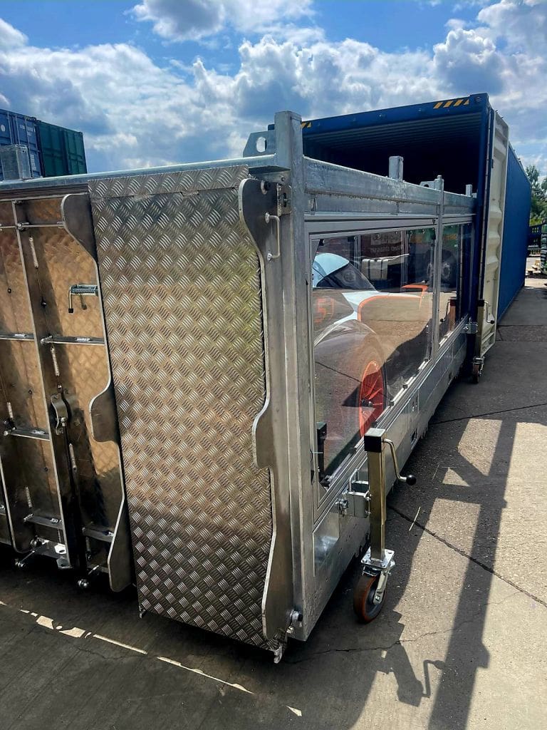 ICON Auto Vault being prepared for international freight handling by International Export Packers.