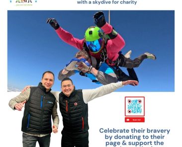 Serhii and Craig preparing for a charity skydive to raise funds for the Children’s Bereavement Centre as they both turn 40 in May.